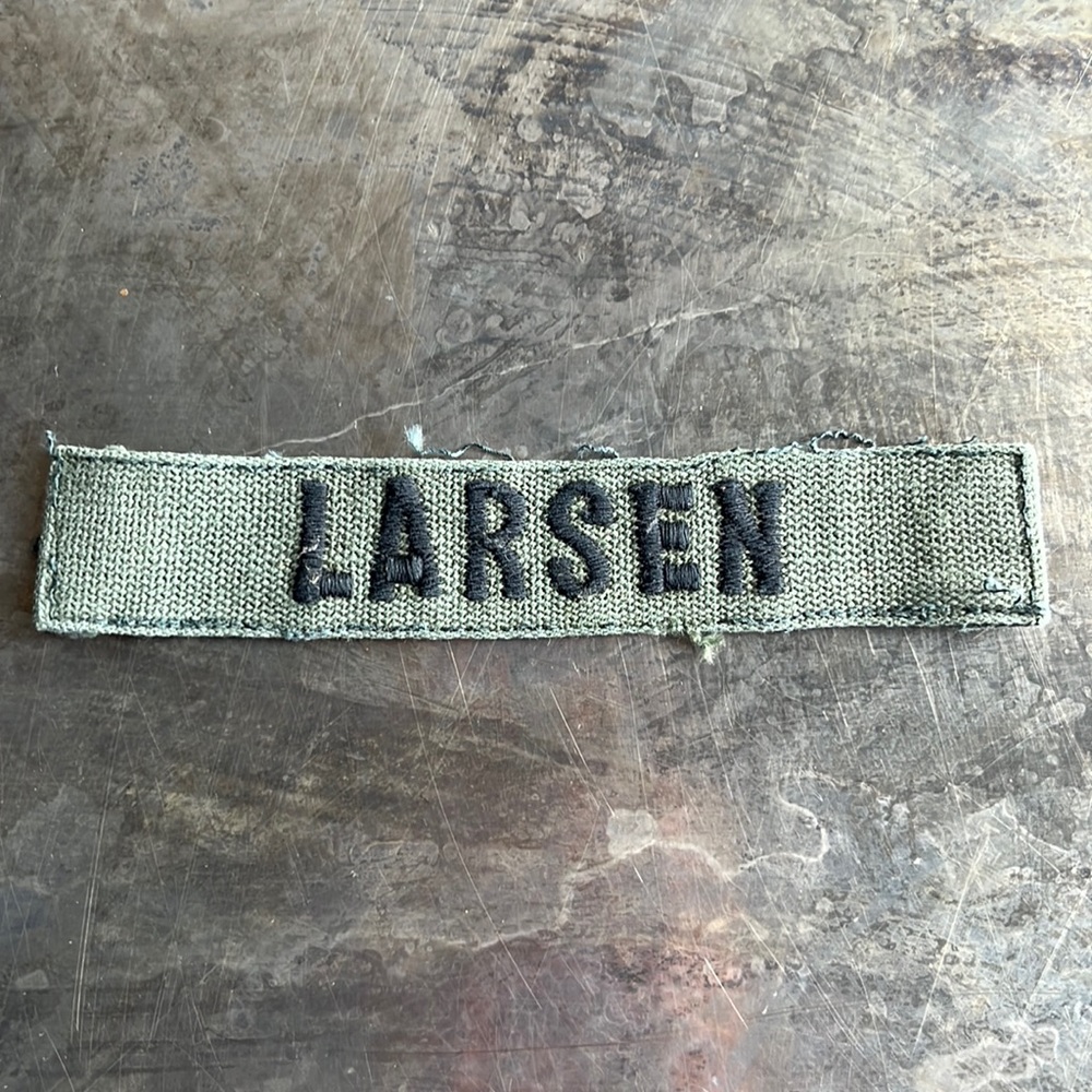 LARSEN Embroidered Vintage ‘Army Green’ Military Name Tape Patch